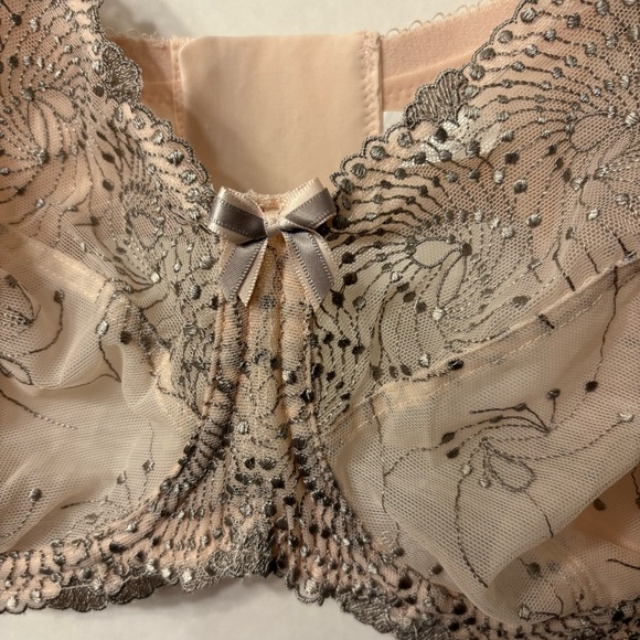 Fit Fully Yours Womens Nicole see -Thru Lace Bra Cloud Pink Size 36G - Picture 6 of 16